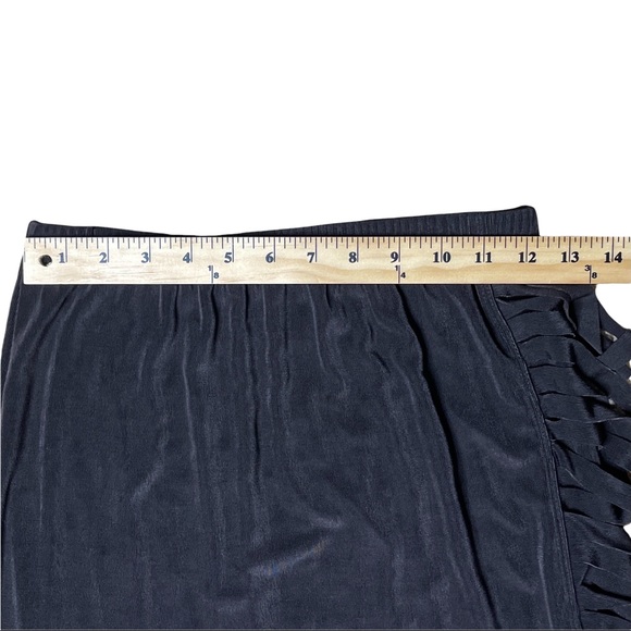 Chico's Travelers Women's 0 US 4 Slinky Travel Knit Fringe Faux Wrap Skirt Brown - Picture 3 of 6